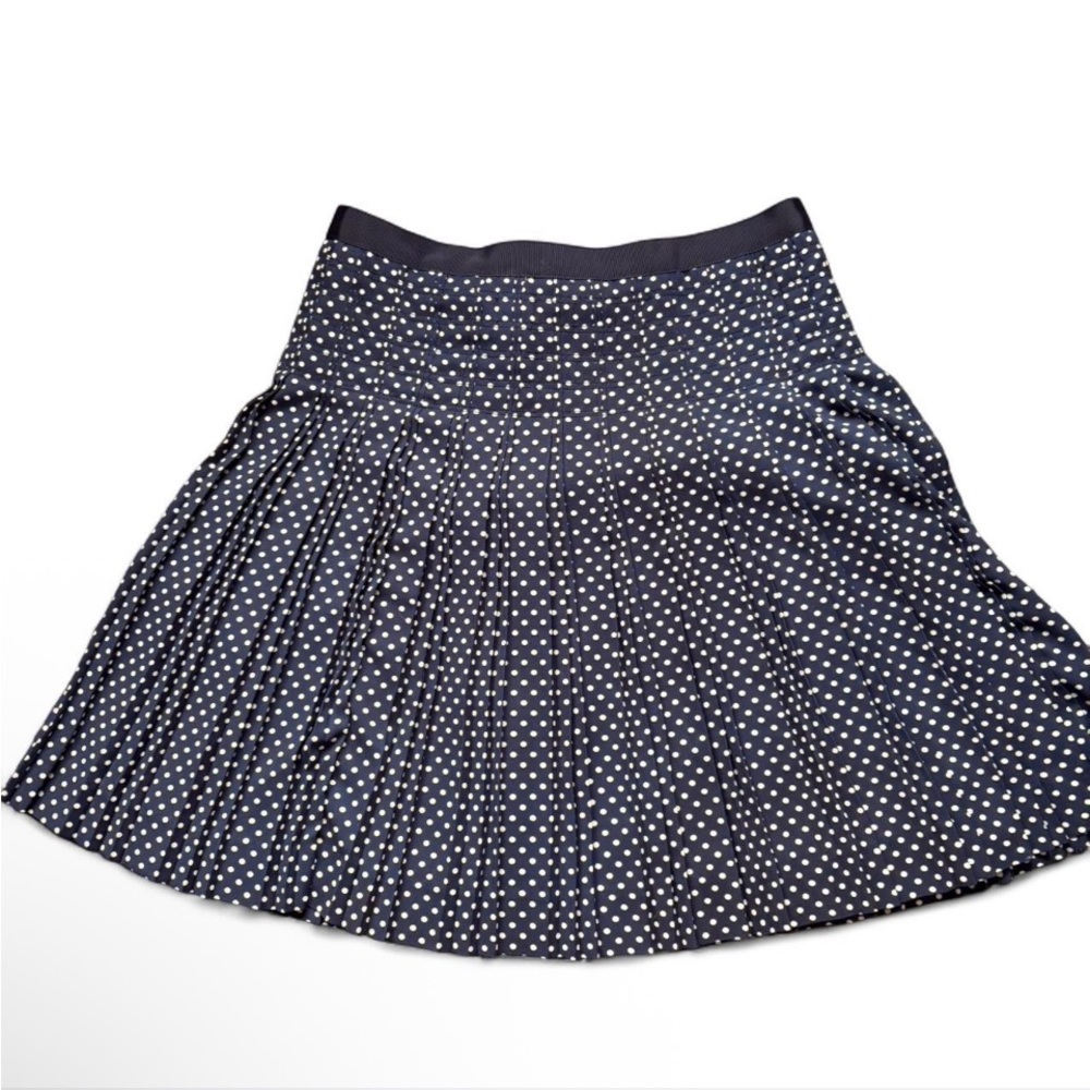 J. Crew Navy & White Polka Dotted Knee-Length Skater Skirt